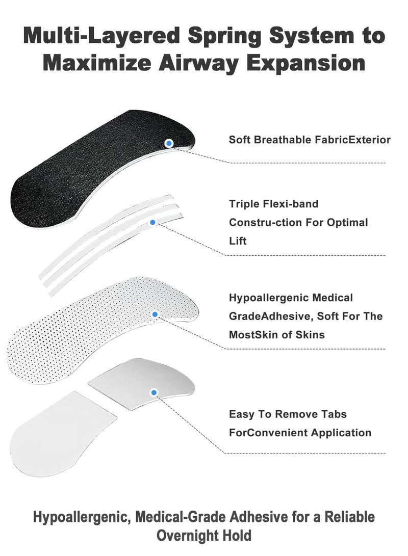 Chillspace 30pcs Performance Nasal Strips - Anti Snoring Breathing Strips with Oil & Sweat Proof Adhesive - Athletic Nasal Strips for Snoring & Sleeping - Black, Wide Body, Universal Fit, Extra Strength for Men Women(Black) - Image 3